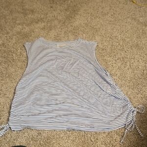 Striped Sleeveless Top - Blue and White